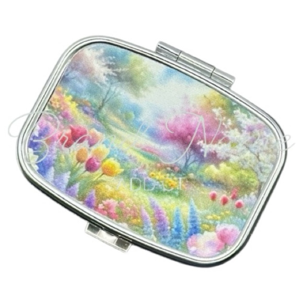 PRICE IS FIRM - Floral Valley Multi-Use Mirrored Pill Box Container